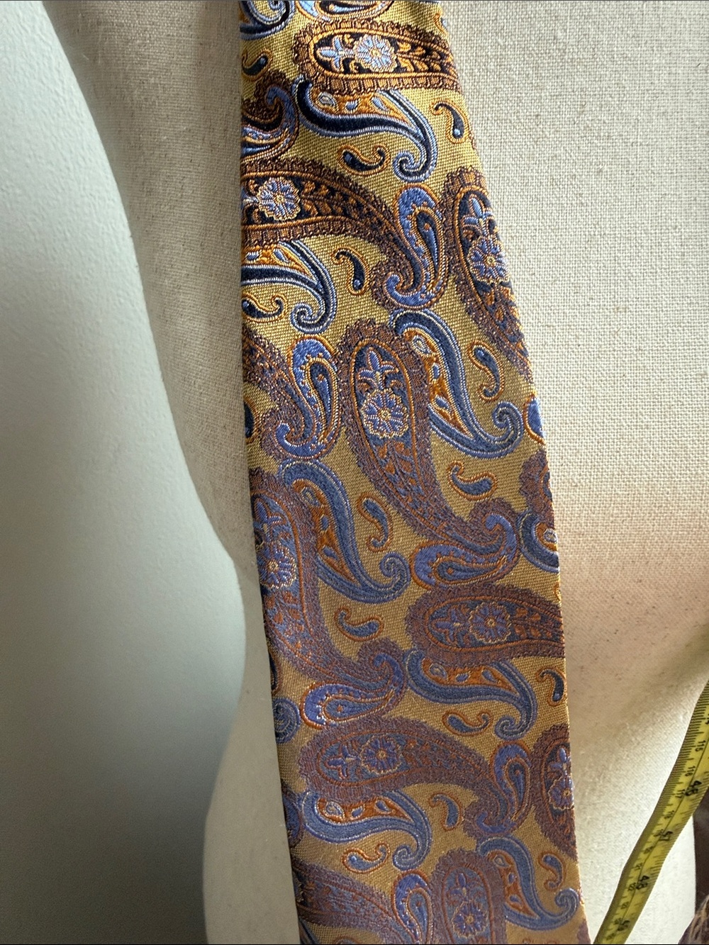 Canali Gold and Blue Paisley Silk Tie